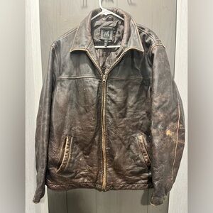BRAND M,GENUINE LEATHER BOMBER JACKET, COAT SIZE X-large